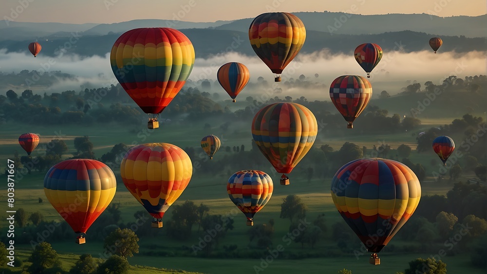 Obraz premium hot air balloon in flight Spectacular Balloon Fiesta Sky's Symphony 