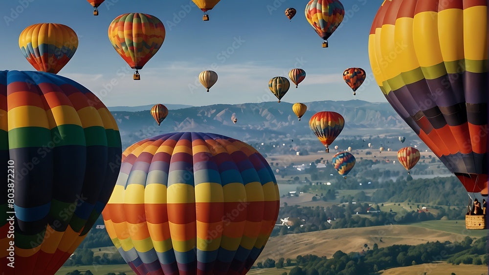 Obraz premium hot air balloon in flight Spectacular Balloon Fiesta Sky's Symphony 