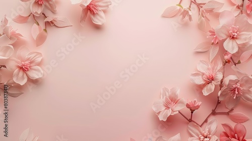 A beautiful image of pink cherry blossoms on a pink background.