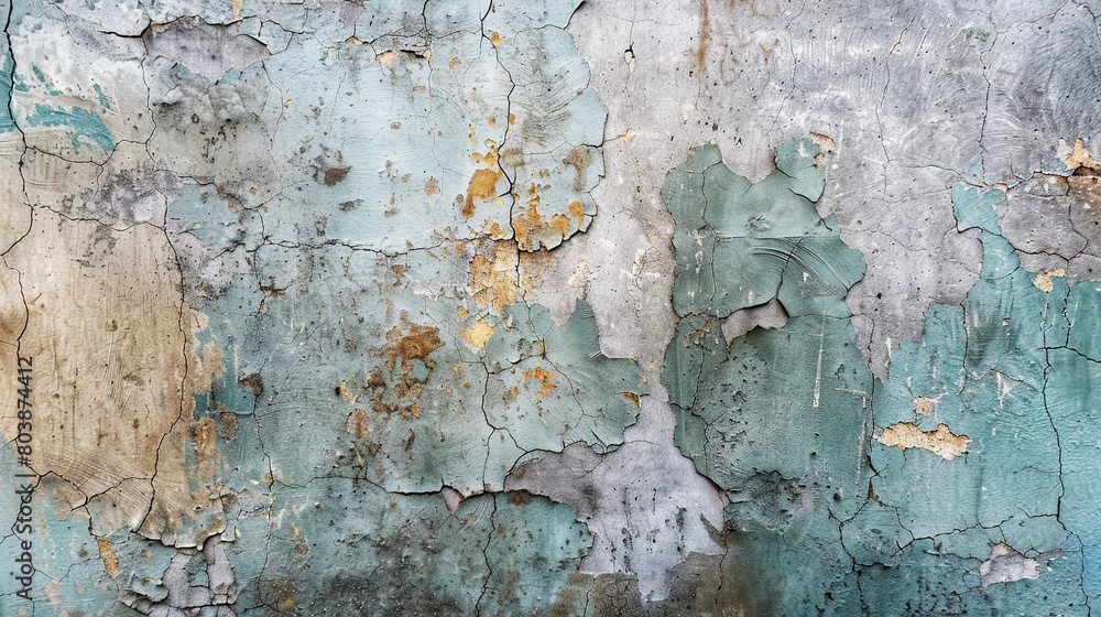 Aged peeling paint on a rustic texture wall