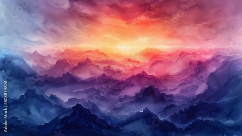 Soft and Serene Watercolor Cloudscape in Pastel Colors