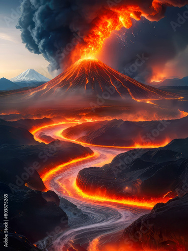 Volcanic eruption scenery