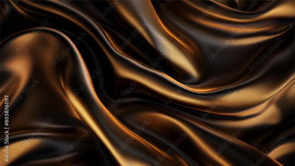 Fototapeta premium Drapery silk fabric luxury background. Wavy satin cloth texture pattern. Elegant curve motion image realistic design.