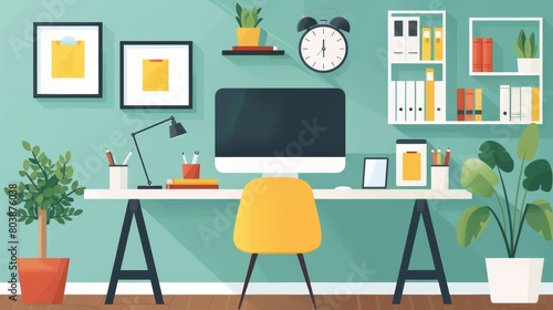 Minimalist Business Workspace: Illustrations of a minimalist business workspace