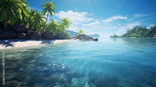 Tropical coastline blue water summer vacations tranquil seascape beauty,8k