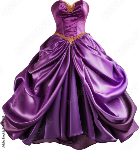 purple violet satin dress isolated on white or transparent background transparency 