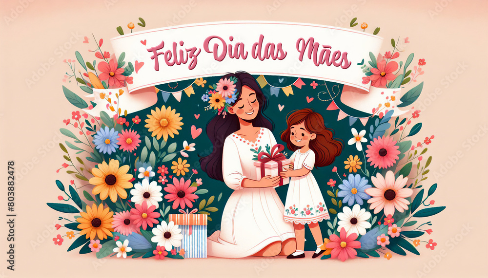 Mãe E Filha Dando Um Presente à Mãe Para Comemorar O Dia Das Mães