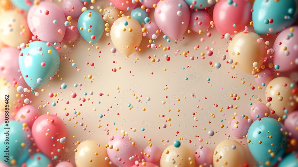 realistic mock up empty high quality photo of birthday wedding anniversary balloons and confetti with pastel beige and pink color theme backdrop, background, wallpaper realistic mock up empty high quality photo of birthday wedding anniversary balloons and confetti with pastel beige and pink color theme backdrop, background, wallpaper