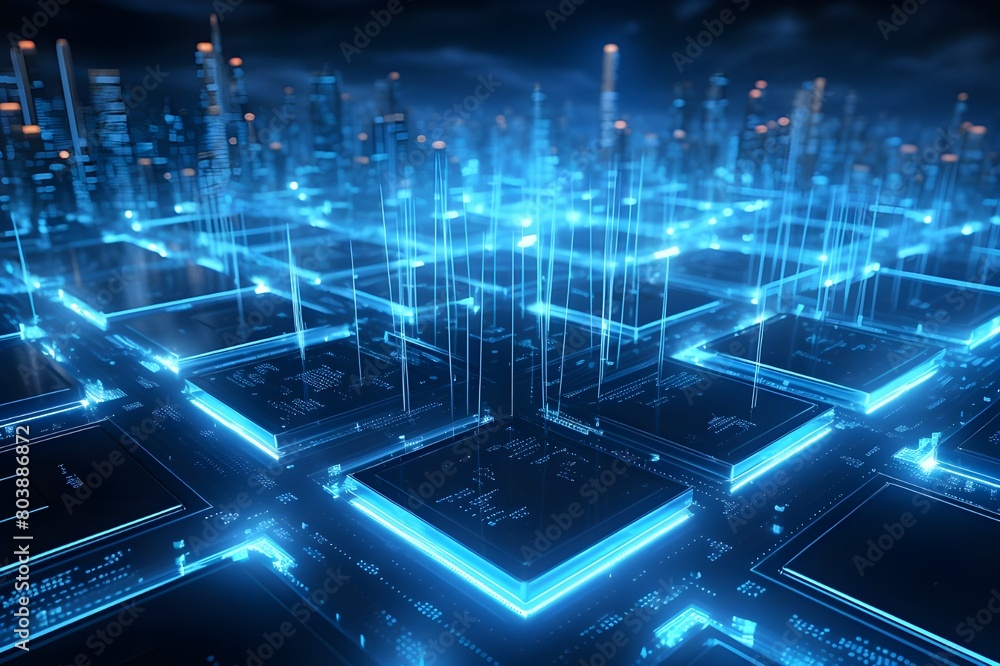 zeimage AI Technology Integration with Cyber Network in blue zeimage AI Technology Integration with Cyber Network in blue