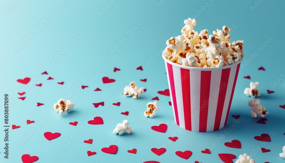 Love Is Popping: Popcorn Bucket with Hearts Decor
