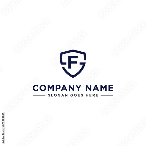 Initials Letter FS or SF linked overlapping Logo vector with letter N in the middle center of letter S shield badge-shape icon in blue deep color illustration
