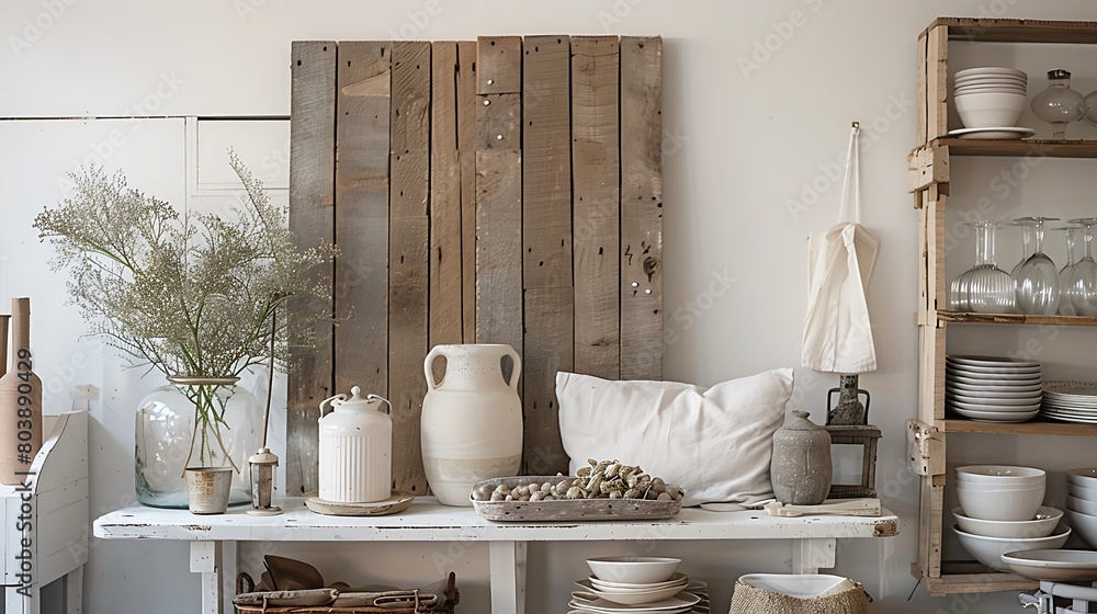 Rustic wooden sign featuring hand-painted lettering, a charming addition to a minimalist white decor.