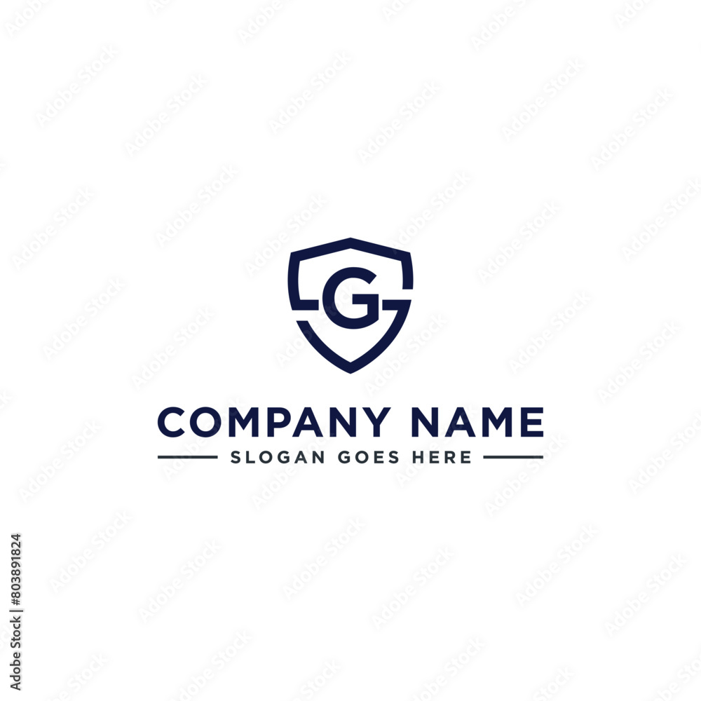 Initials Letter GS or SG linked overlapping Logo vector with letter N in the middle center of letter S shield badge-shape icon in blue deep color illustration
