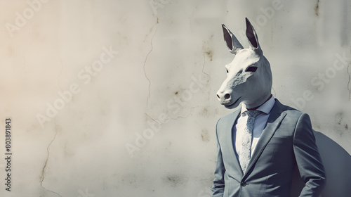 Serious mammal animal dressed in elegant clothing representing a politician or businessman

