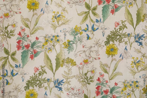 Print of floral pattern on fabric.