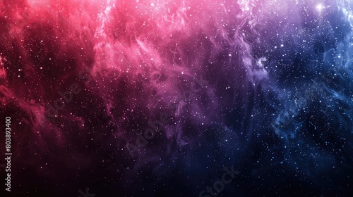 A colorful galaxy with purple  blue and red swirls. The colors are vibrant and the stars are scattered throughout the scene