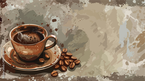 Composition with hot turkish coffee and beans on grunt  photo