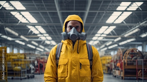 worker in protective gear in industrial setting