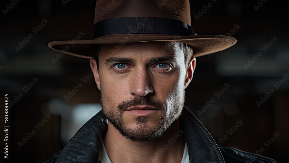 Rugged man with hat and beard Rugged man with hat and beard
