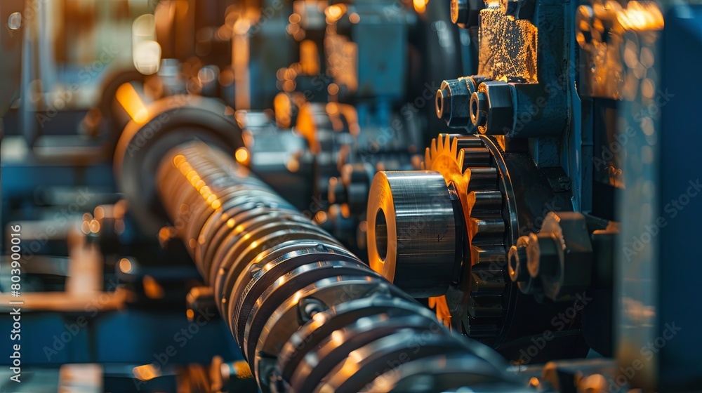 Obraz premium Industrial machinery close-up showcasing gears and components