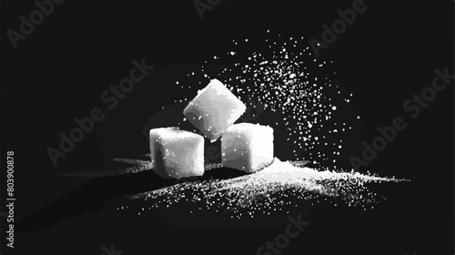 Creative composition made with white sugar on black table photo