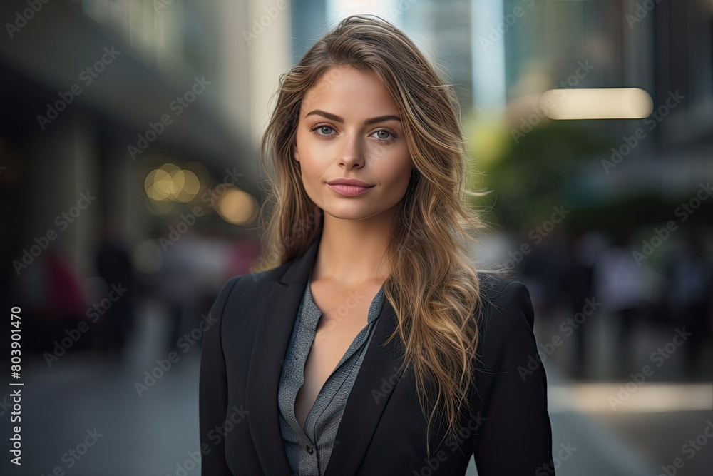 Naklejka premium Confident business woman in city