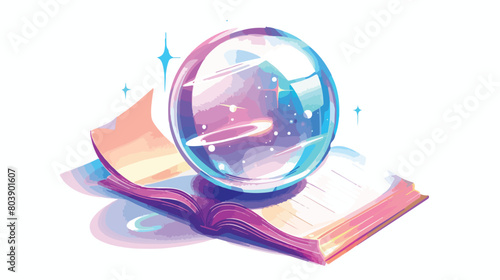 Crystal ball of fortune teller and spell book  photo