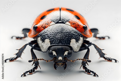 Macro Close-Up of Beetle Creature in Cinematic Photographic Style on Minimalist Background