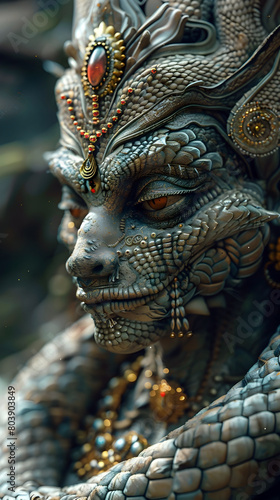 Mystical Serpent Deity of Royalty Offering Transformation and Enlightenment © lertsakwiman