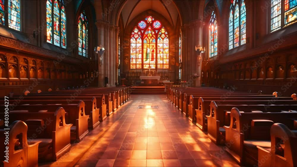 Church calm sanctuary on Holy Saturday, in quiet anticipation Church calm sanctuary on Holy Saturday, in quiet anticipation