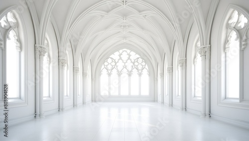 Ornate gothic cathedral interior with arched windows