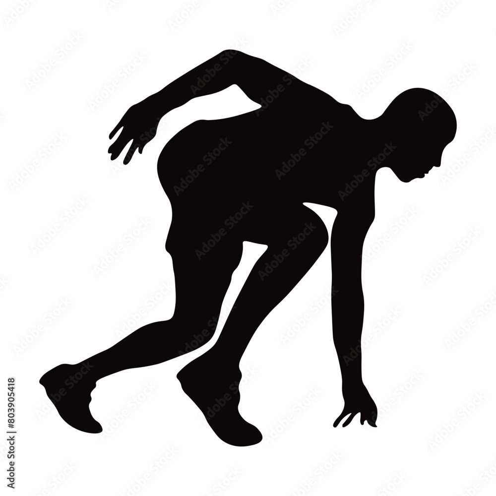 Running Man Silhouette on White Background Running Man Silhouette on White Background