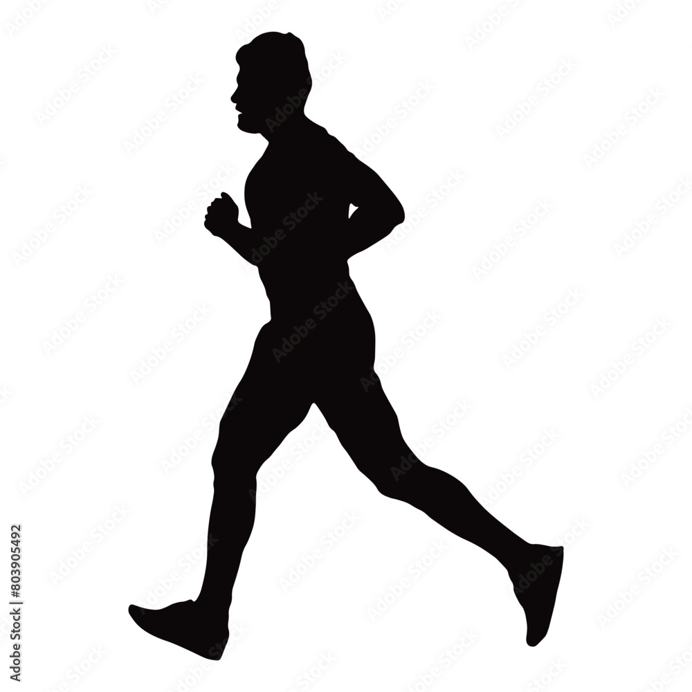 Running Man Silhouette on White Background Running Man Silhouette on White Background