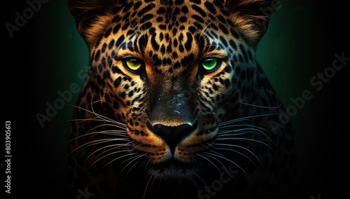 Intense eyes of a powerful leopard