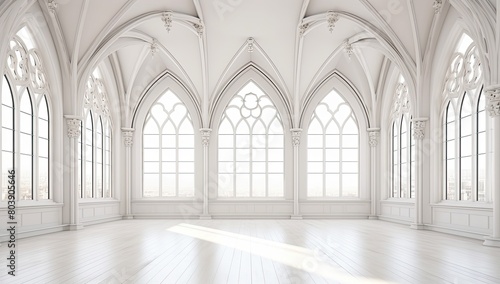 Ornate gothic cathedral interior with arched windows