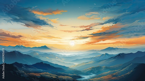 Breathtaking mountain landscape at sunset