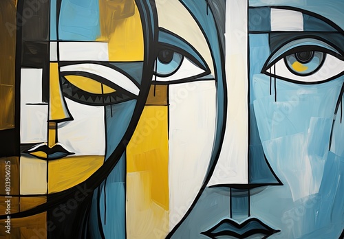 abstract cubist portrait painting