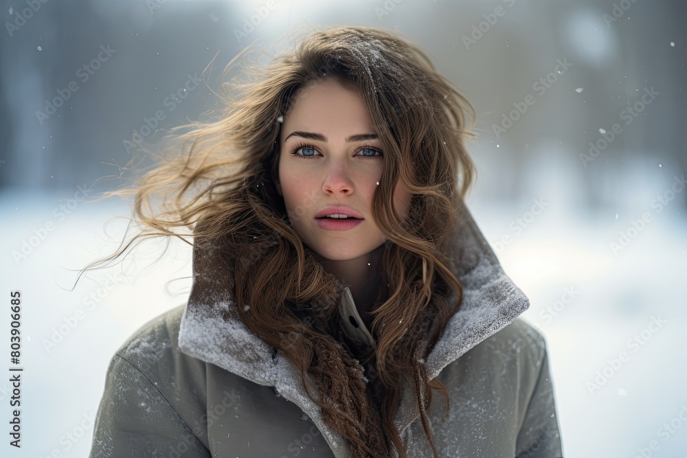 Captivating woman in winter coat Captivating woman in winter coat