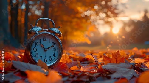 Nostalgic Moments: Analog Clock in Golden Hour Setting