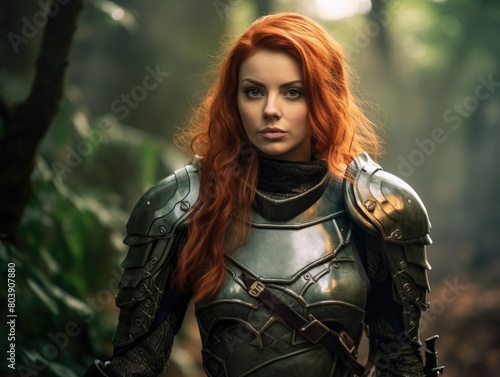 Fierce female warrior in fantasy armor