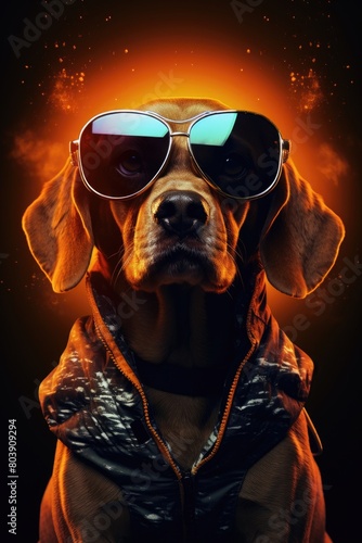 cool dog wearing sunglasses © Balaraw
