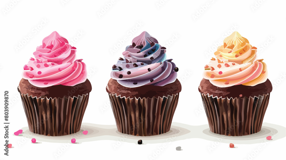 Delicious color cupcake on white background style