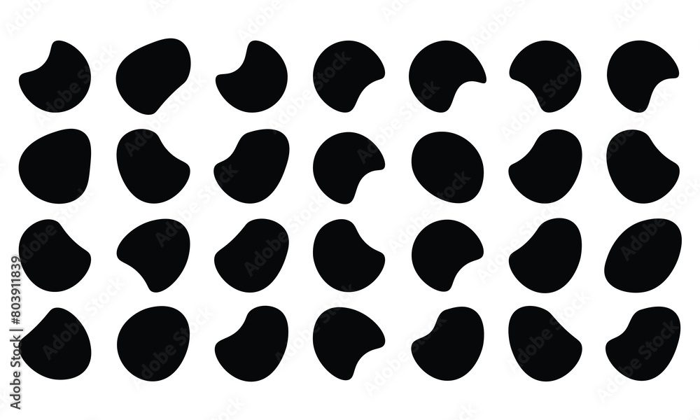 Fototapeta premium 28 Modern liquid irregular blob shape abstract elements graphic flat style design fluid vector illustration set. 123 