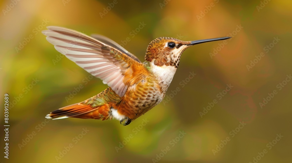 Fototapeta premium A hummingbird flying in the air