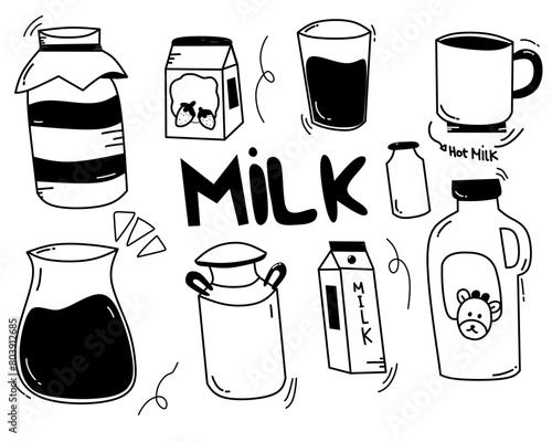 set of products milk
