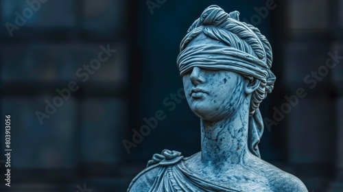 A statue of a woman with a blindfold on her head, , human justice concept 