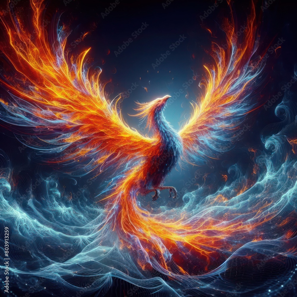 Fototapeta premium a blaze of holographic flames abstract 3D 