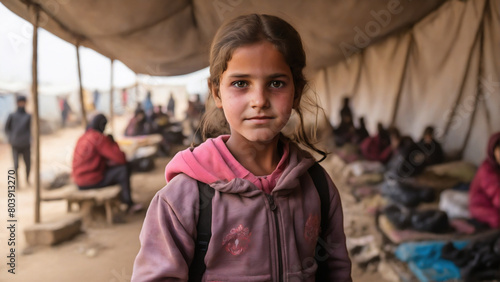 A girl in a refugee camp photo