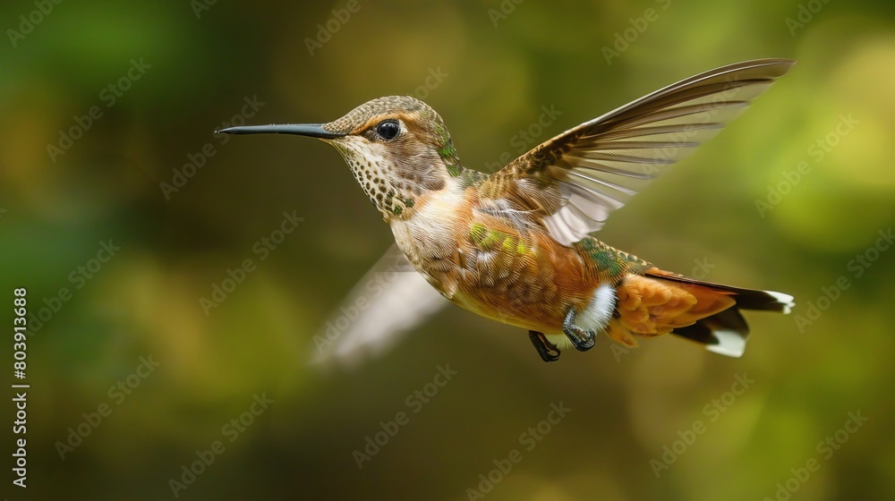 Fototapeta premium A hummingbird flying in the air
