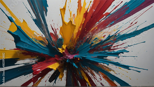 An abstract and colorful drawing, with bold brushstrokes and splashes of paint, Generative AI